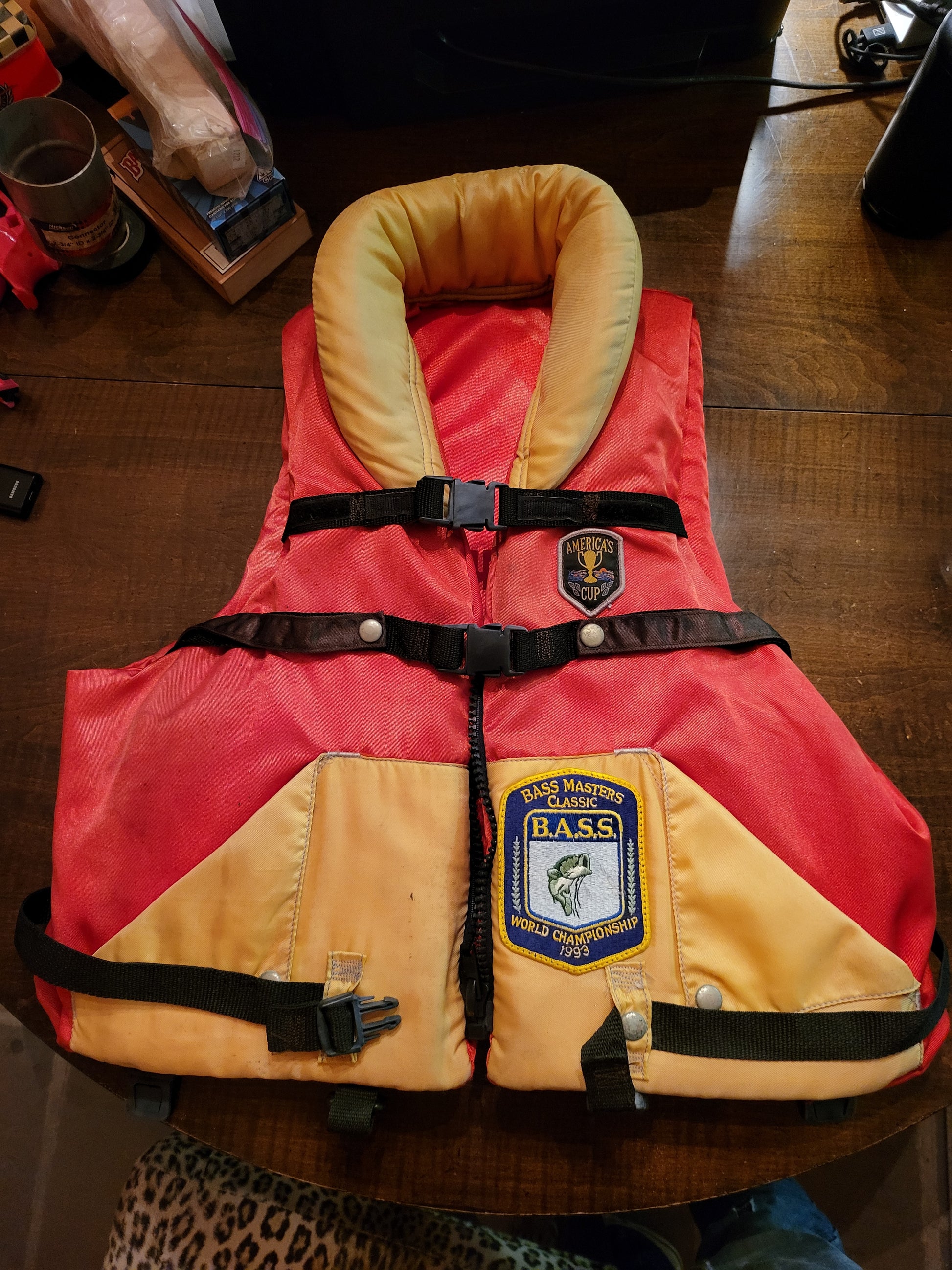 1980s Americas Cup Life Vest with Bass Masters Classic Patch – KINGSofTHRIFT
